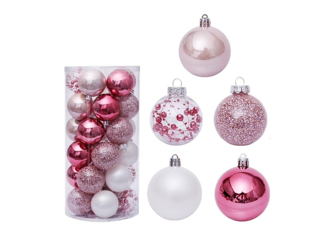 Conjunto de 30 Bolas de Natal Inquebráveis para Decoração Árvores Ideais para Casamentos e Festas, em Cor de rosa, Ergonômico, Uso Diário STELASPLEN