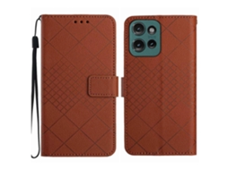 Capa De Couro Com Textura De Grade Rômbica Para Celular