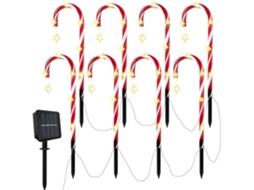 Bengala De Natal Iluminada Com Energia Solar E 8 Modos Iluminação.