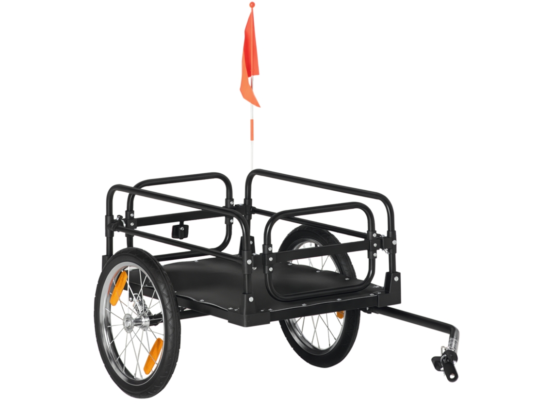 Reboque CHEZMOI para Bicicleta, 70 litros, 2 rodas, 125x64x53,5 Cm, preto