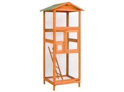 Vidaxl Gaiola Para Pássaros 68x62x166 Cm Madeira De Abeto Maciça