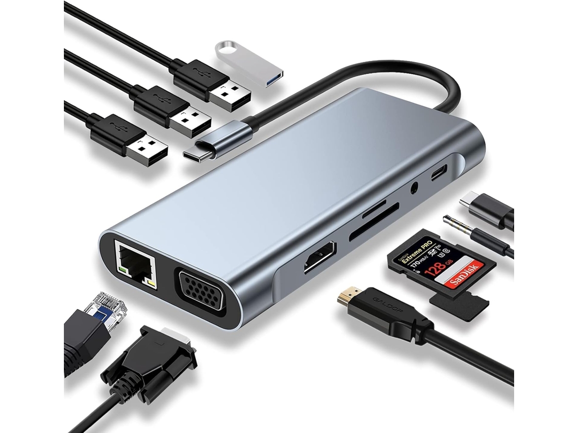 Hub USB C de Última Geração 11 em 1 com HDMI 4K AQUAFORGE (modelo 2025)