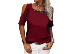 Blusa Túnica Casual Fasst de ombros descobertos, manga curta, verão, solta, algodão