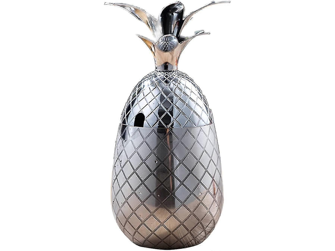 Colher De Gelo Em Formato De Abacaxi Com Tampa, Feita De Metal Inoxidável, Para Preparar Coquetéis E Outras Bebidas, Capacidade: 550ml (prateada)