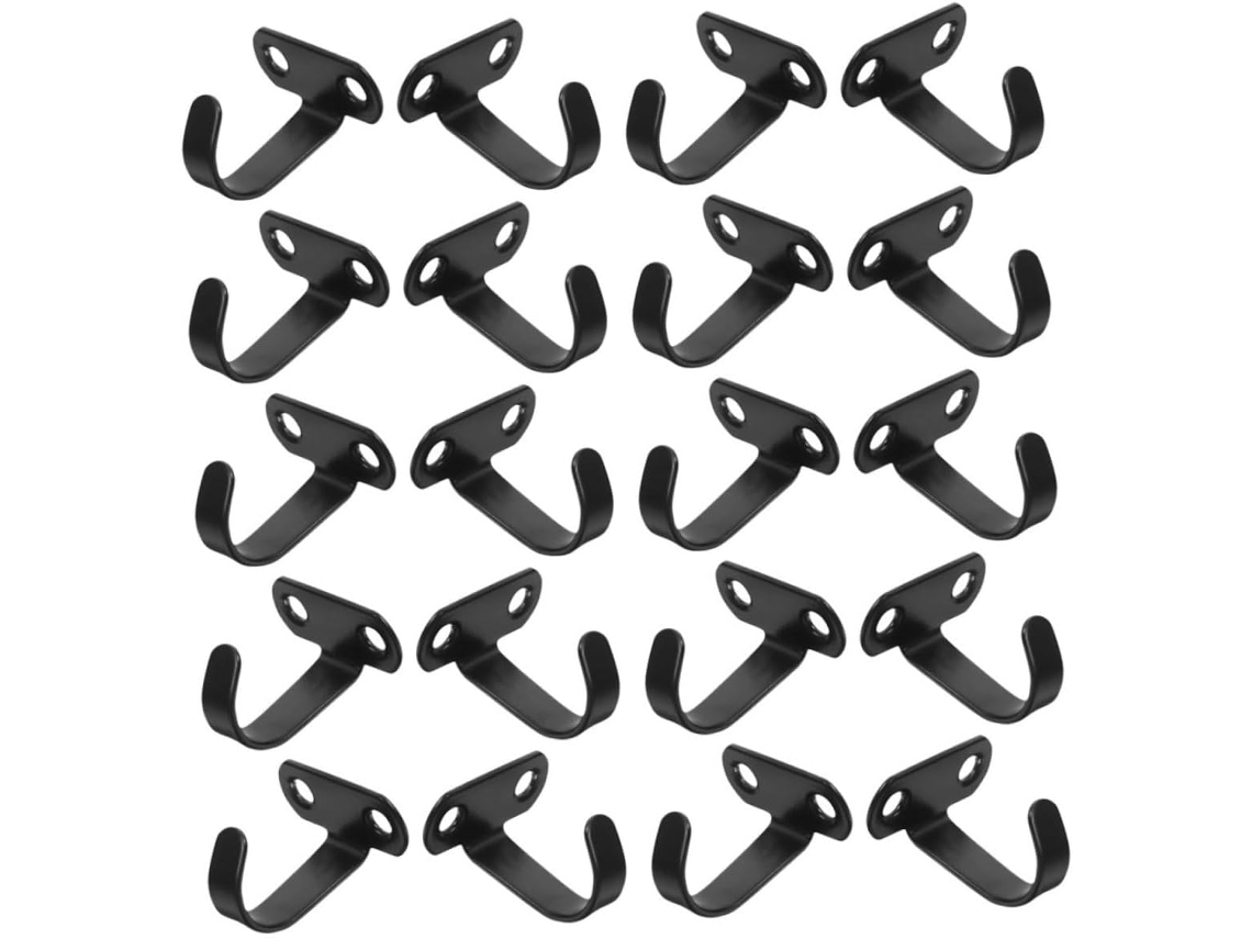 Ganchos De Banheiro Em Aço Inoxidável Preto, 20 Peças