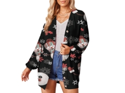 Laxiscreed Casaco De Senhora Xl Com Estampa Natalícia E Manga Longa Em Alcagofta, Moda Casual