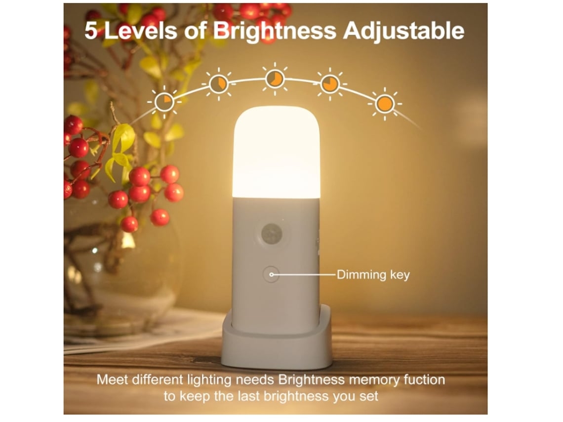 Luz Noturna com Sensor de Movimento Luzes Noturnas Recarregáveis ​​De 2000Mah Alimentadas Por Bateria Luzes Noturnas Reguláveis ​​Portáteis