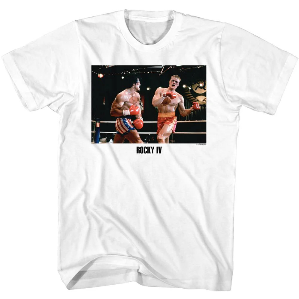 Unisex Adult T-shirt Rockinstone Rocky Movie Knock Out White Sizexxl