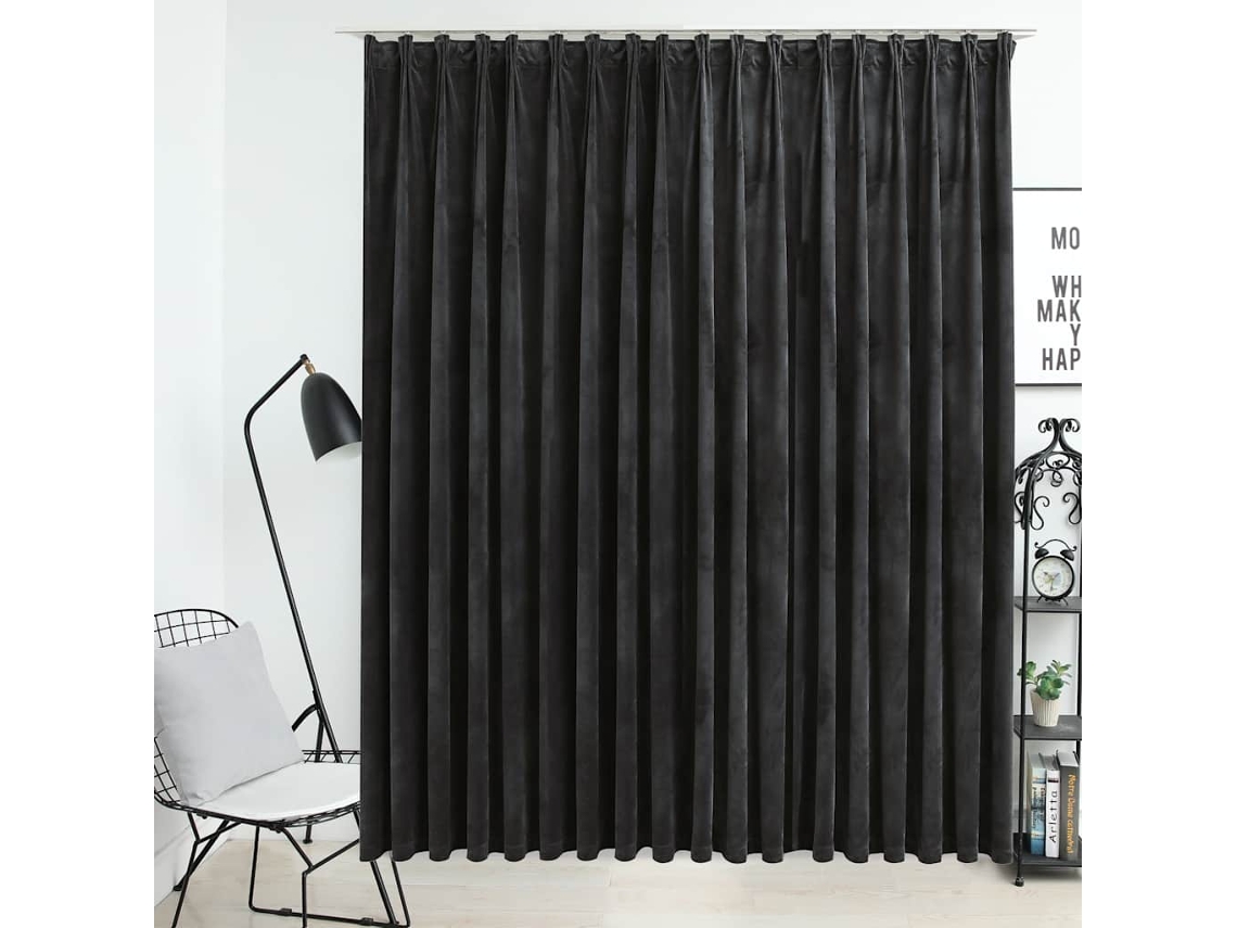 Vidaxl Cortina Blackout Com Ganchos 290x245 Cm Veludo Antracite