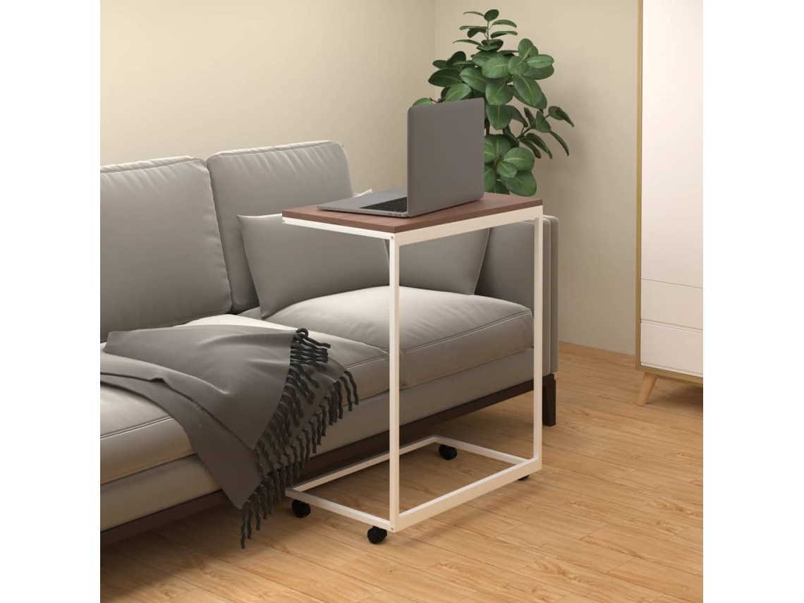 Mesa De Apoio C/ Rodas 55x35x70 Cm Derivados De Madeira Branca DKD HOME DECOR