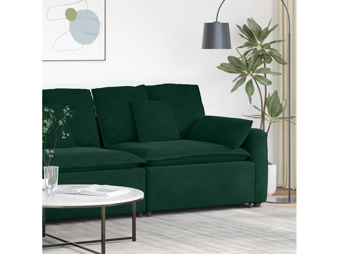 Vidaxl Módulo De Extremidade De Apoio De Braço Para Sofá Modular Com Almofadas, Verde Escuro, 100 Cm