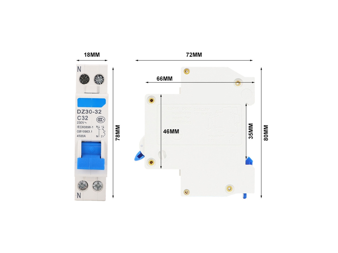 Laxiscreed Interruptor Diferencial Monobloco Em Riel Com Duplo Input E Output Para Proteção Eficaz