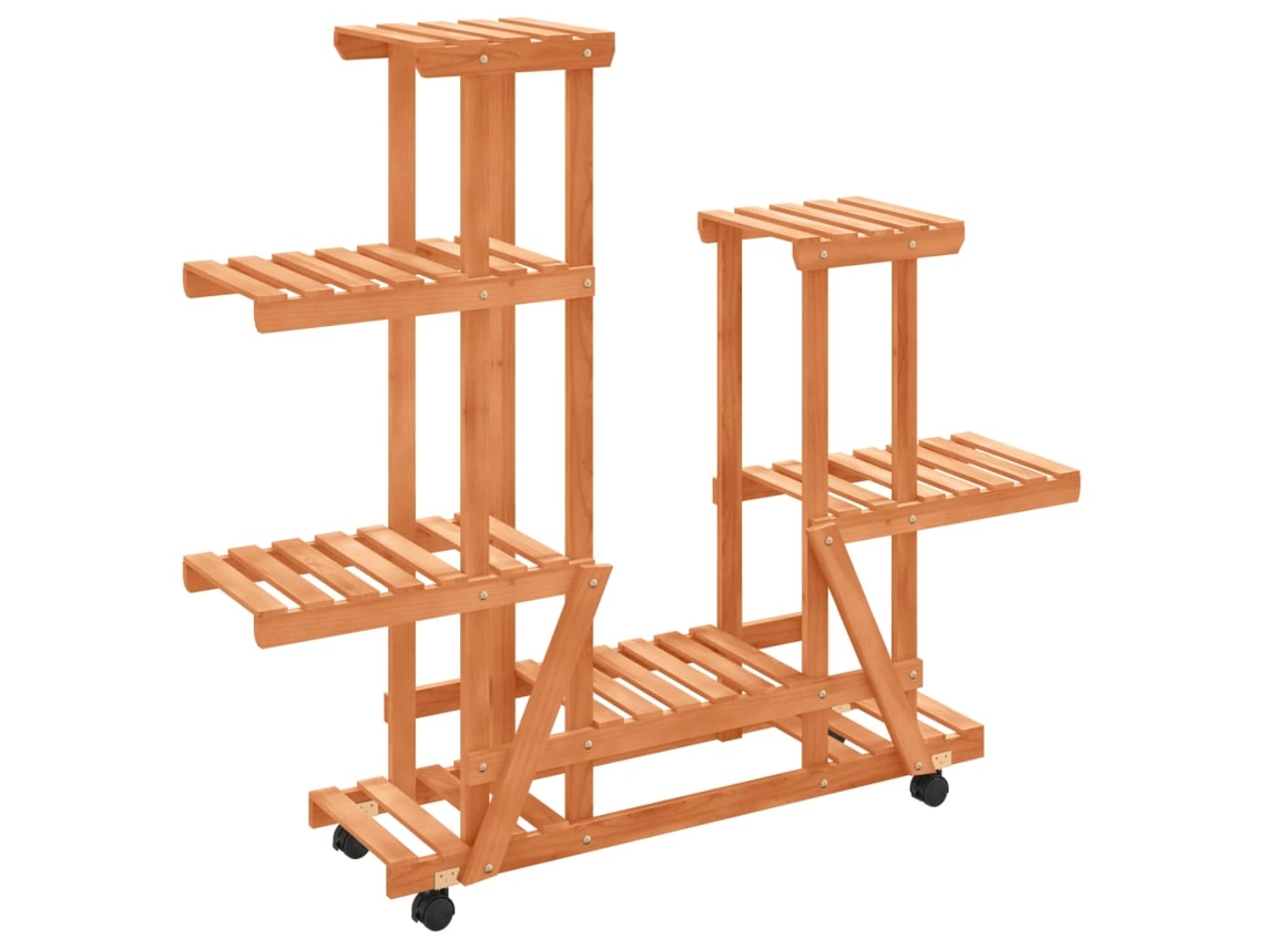 Flower Stand With Wheels, Flower Stands With Wheels Vidaxl Marrom Madeira (95 X 25 X 101 Cm)