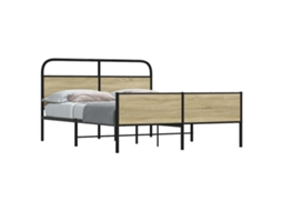 Vidaxl Estrutura De Cama Sem Colchão 150x200cm Metal Carvalho Sonoma