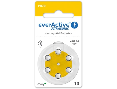 Conjunto de 60 Pilhas EVERACTIVE  para Aparelho Auditivo PA10
