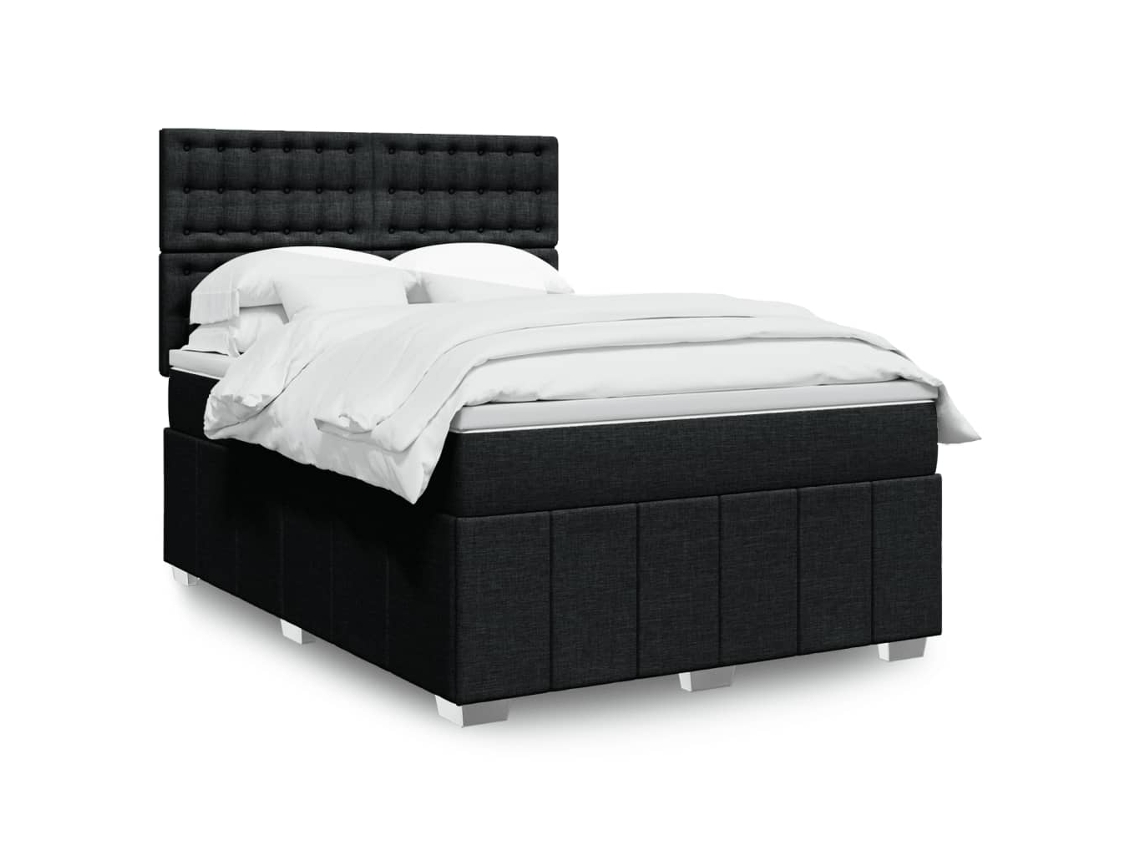 Vidaxl Cama Com Molas/colchão 140x190 Cm Tecido Preto