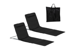 Espreguiçadeira de Praia, Espreguiçadeira, Espreguiçadeira de Jardim. Dobrável. Encosto Ajustável. Bolso Lateral. 48 Cm X 134 Cm X 33 43 Cm. Preto Ge
