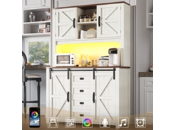 Armários Cozinha 115cm Portas Correr Led Preto Branco VELTRIX