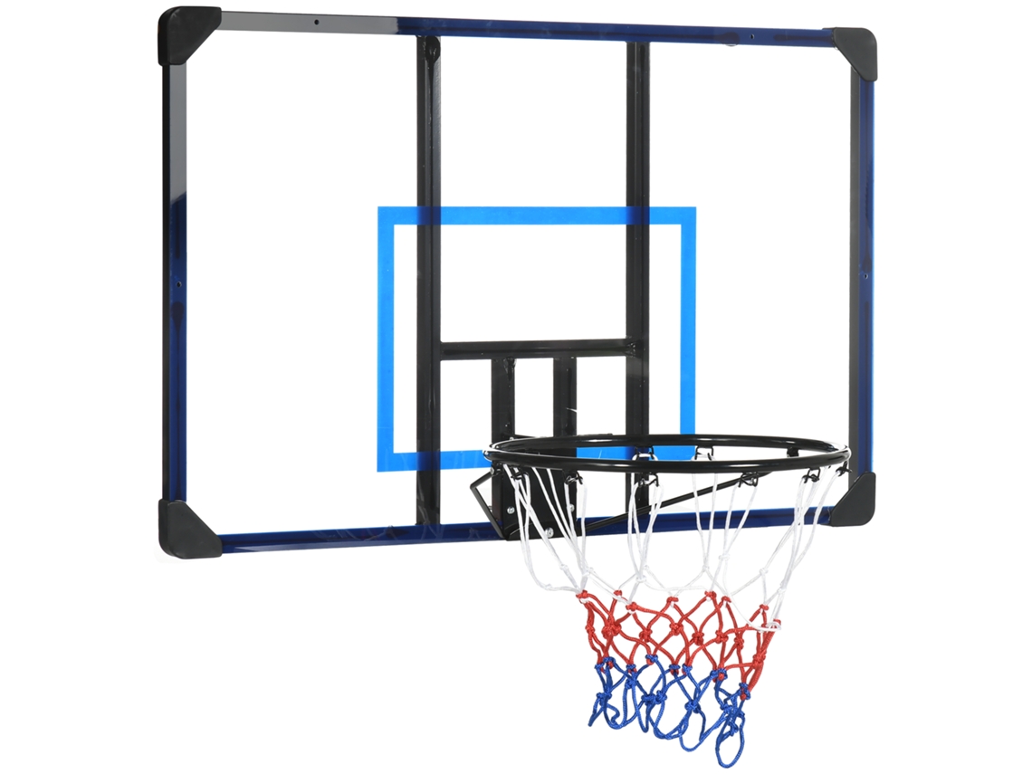 Tabela De Basquetebol Aço, Pc E Poliéster Cor Preto, Transparente E Azul 113x61x73 Cm Sportnow