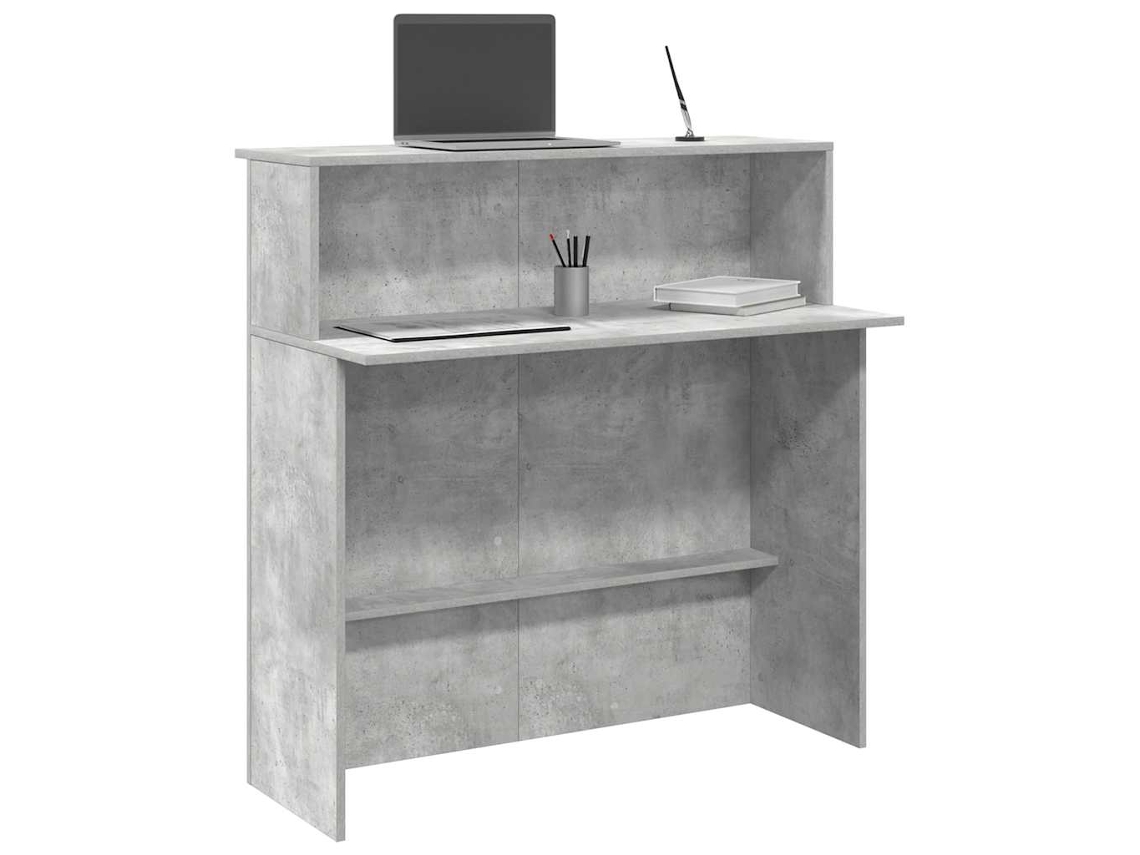 Vidaxl Balcão De Recepção 100x50x103,5 Cm Deriv. Madeira Cinza Cimento