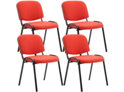 Conjunto de 4 cadeiras de visita em tecido Ken vermelho CLP