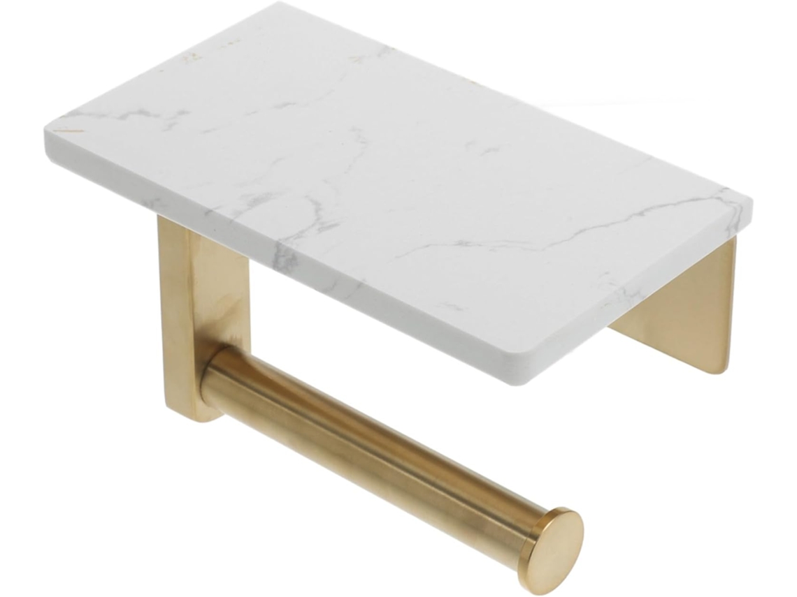 Porta Papel Higiênico De Parede, Prateleira De Mármore Dourado, Aço Inoxidável, Alta Capacidade Gokoco