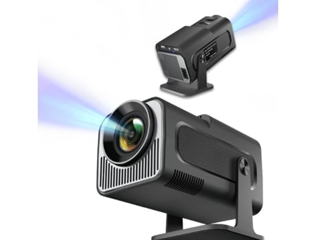 EMEBAY Hy320Mini Projetor Trapezoidal Automático Portátil Mini Projetor 4K Rotação de 180 Graus com Luzes Led Wifi 6 Bt 5.0 Android 11.0 Integrad