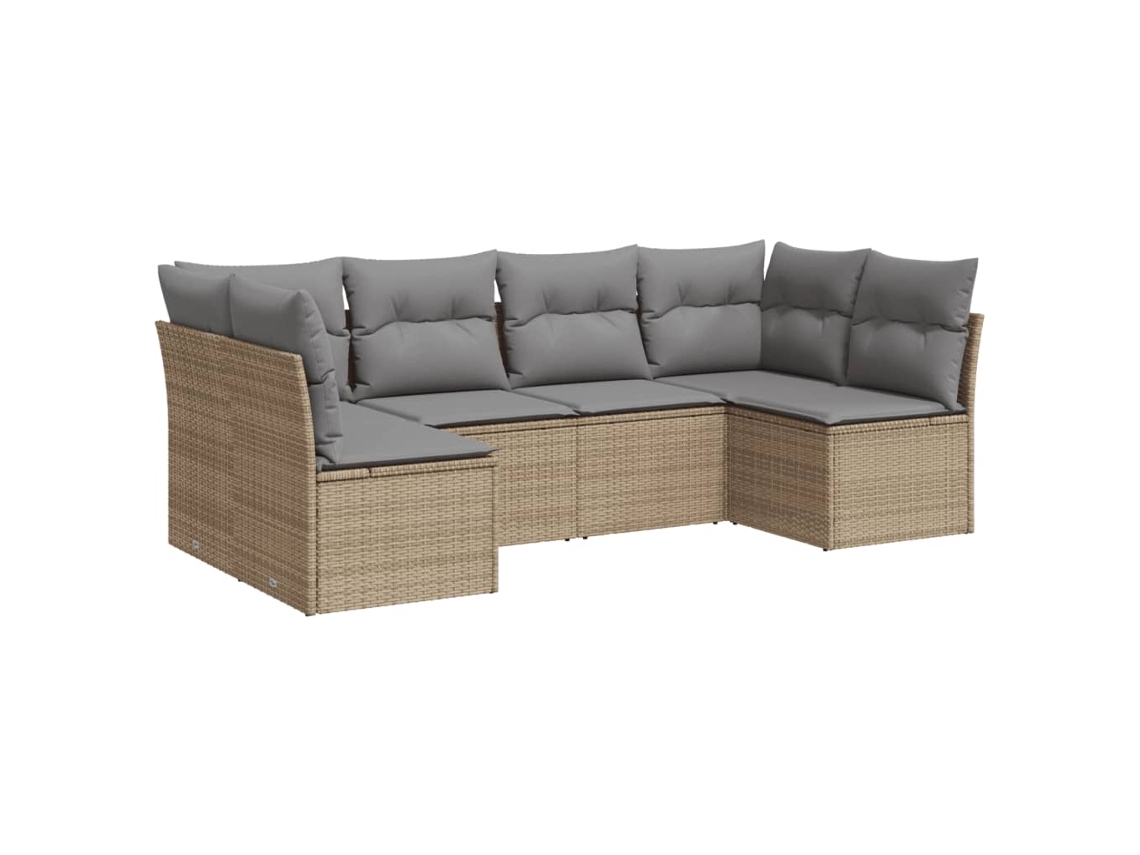 Conjunto de 6 Sofás P/ Jardim com Almofadões Vime Pe Bege MAISON EXCLUSIVE (80x200 cm)