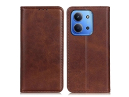 Capa Tipo Carteira De Couro Rachado Tkdaddy Para Xiaomi Redmi 15c 5g (ue) (173 Mm) / 15c 4g (ue) (173 Mm) - Café