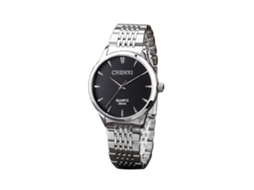 Relógio de Quartzo Masculino de Metal com Pulseira Ajustável Moda Negra