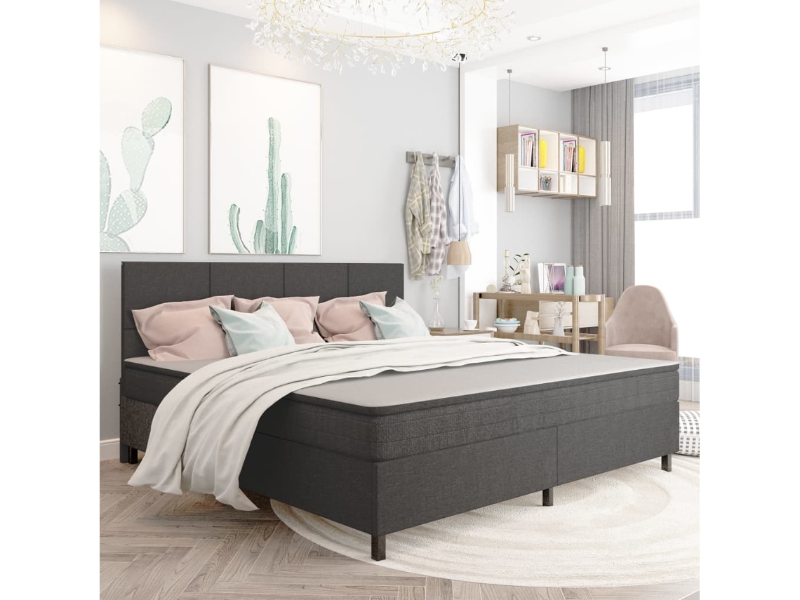 Vidaxl Cama Boxspring 200x200 Cm Tecido Cinzento-escuro