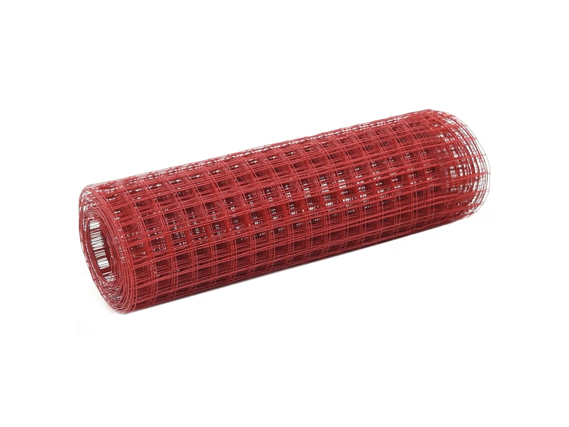 Vidaxl Cerca Arame Galinheiro 25x0,5m Aço C/ Revestimento Pvc Vermelho