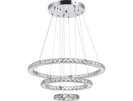 HOMCOM Lustre de suspensão de cristal Controle remoto Ângulo ajustável ?60x110 cm