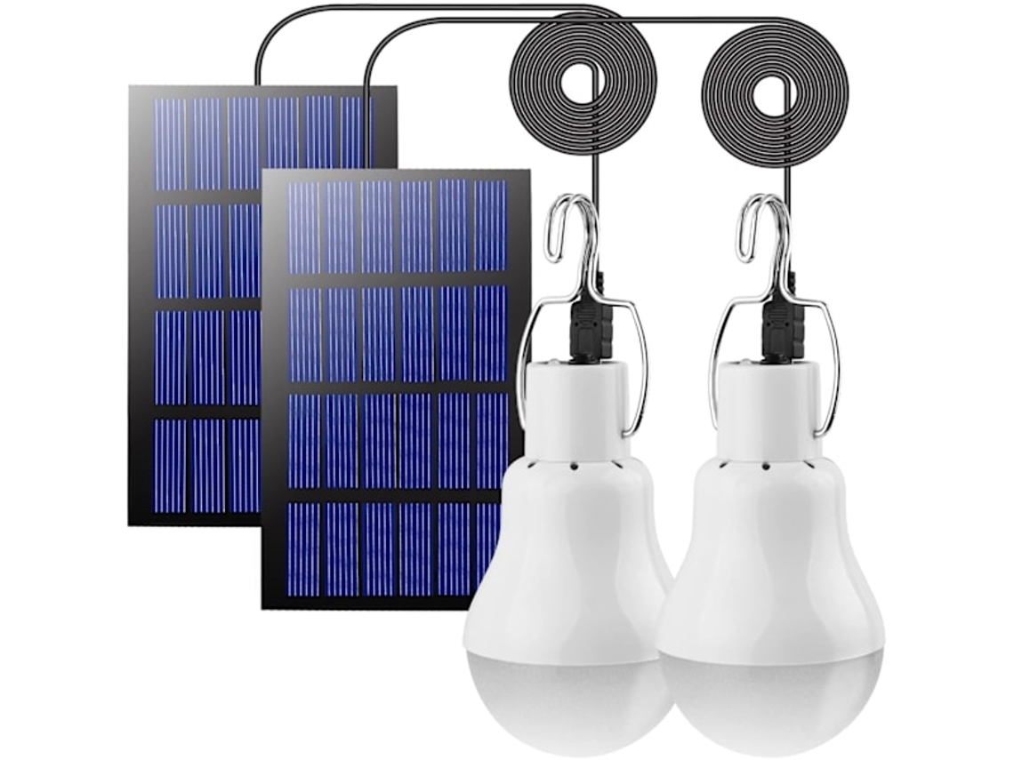 Conjunto de 2 luzes solares led para exterior, para camping AQUAFORGE