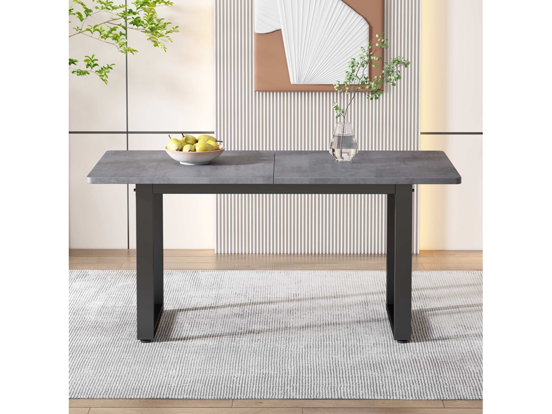 Mesa De Jantar Extensível Multifuncional Em Aço Estilo Industrial Cinza