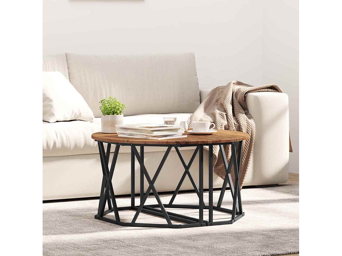 Vidaxl Mesa De Centro Madeira Antiga 80 X 80 X 42 Cm