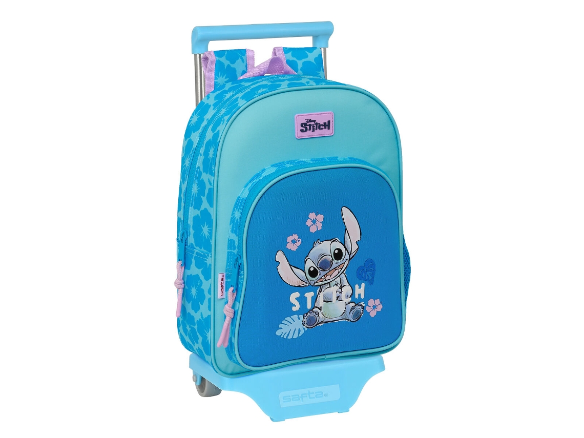 Mochila Escolar com Rodas LILO & STITCH Hawaii (Azul - Poliéster 300D)