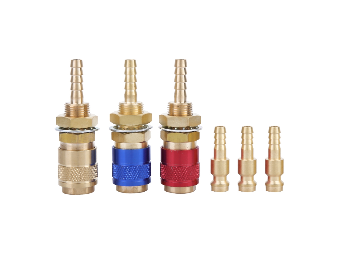 3pcs Conector Rápido M6 Adaptador Água/gás Para Tocha De Solda Tig Mig Latão