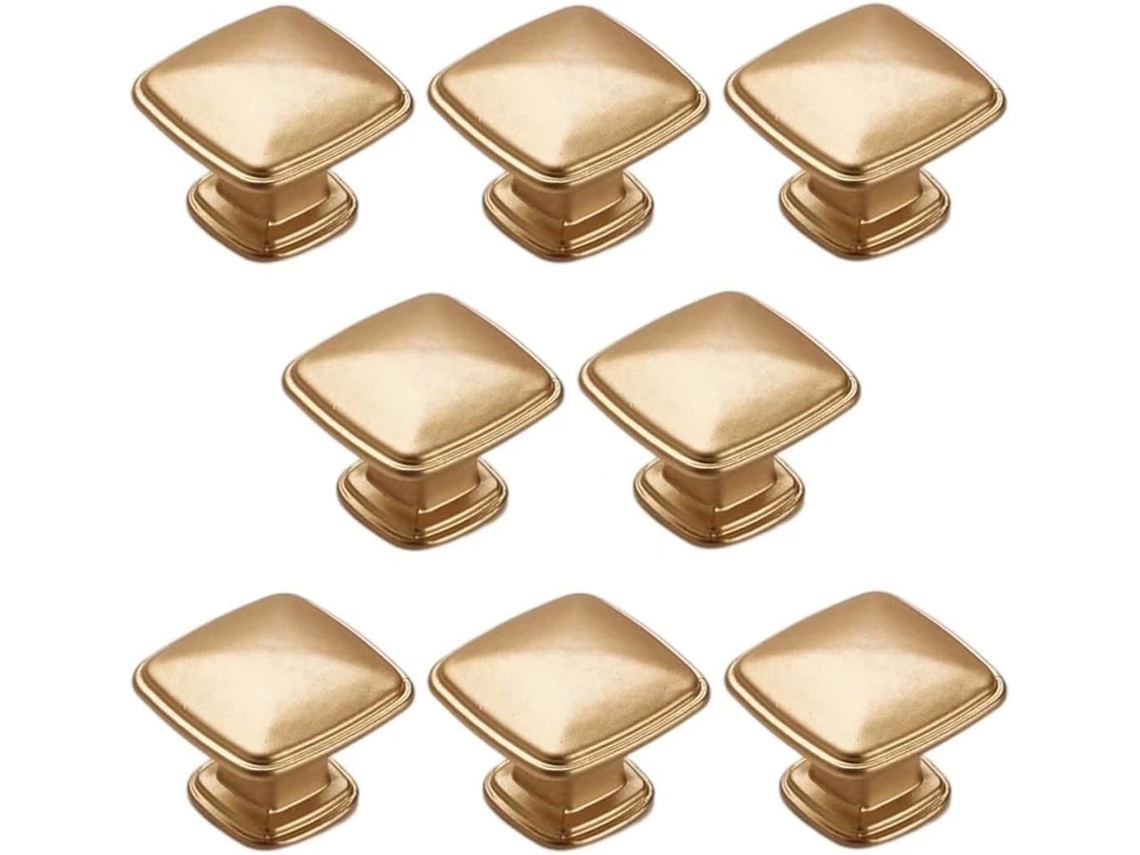 Conjunto De 8 Puxadores Em Liga Alumínio Maciço Para Gavetas E Armários, Com Design Curvo Puxador Dourado Para Móveis De
