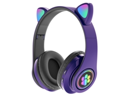 Fones de Ouvido com Orelhas de Gato Led Piscante Som Estéreo Graves MDUG (roxo)