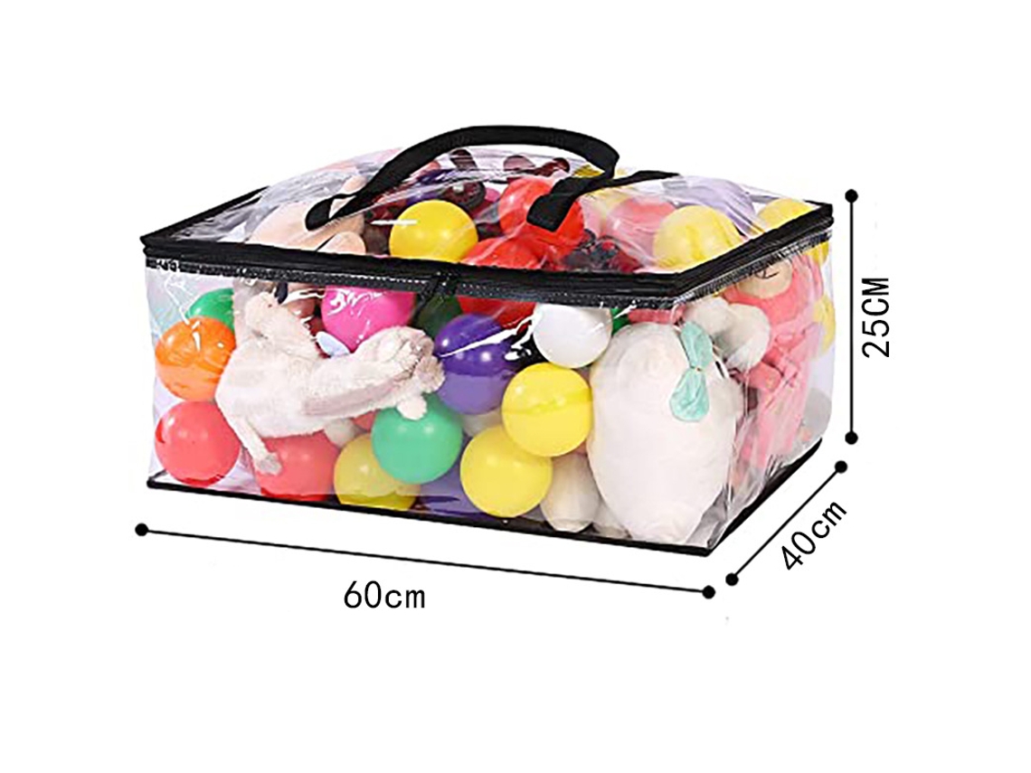 Saco Transparente Para Guardar Roupas Com Alças Reforçadas, 55x40x25cm