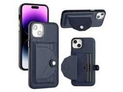 Capa Mobile Phone Cases Shockproof With Card para iPhone 15 Plus Pele Castanho
