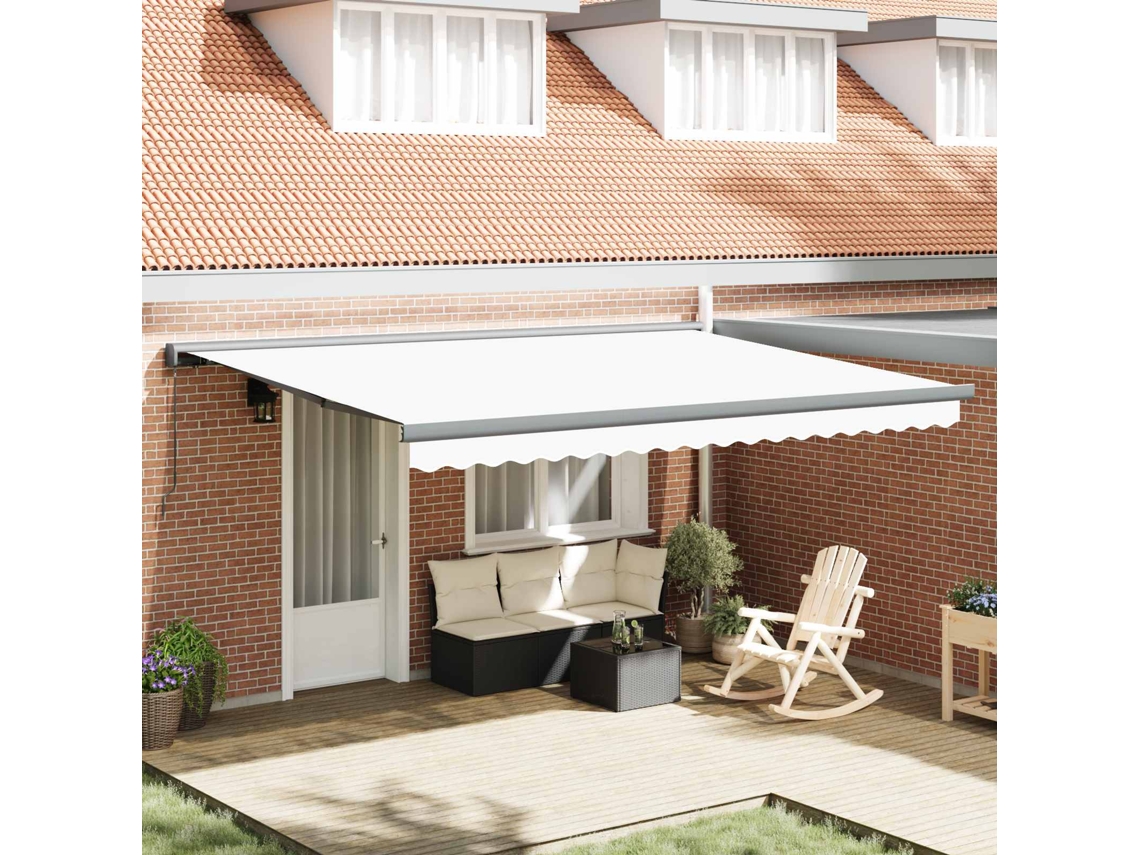 Vidaxl Toldo Retrátil Branco 4 × 3 M Lona E Alumínio