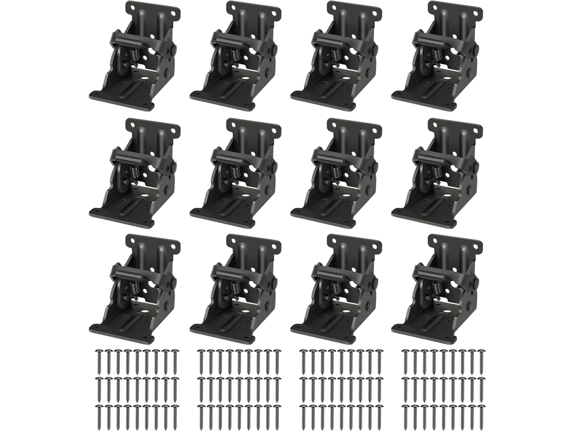 Conjunto De 12 Suportes Dobráveis Com Dobradiça Autotravante E Parafusos Para Pés Mesa, Suporte De Extensão Com Trava