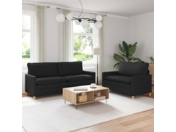 Vidaxl Conjunto De Sofás 2 Unid. Preto Tecido