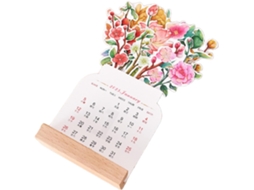 Calendário de Mesa com Mensal, em Formato 2026, Madeira, para Planejamento. CHABERLU