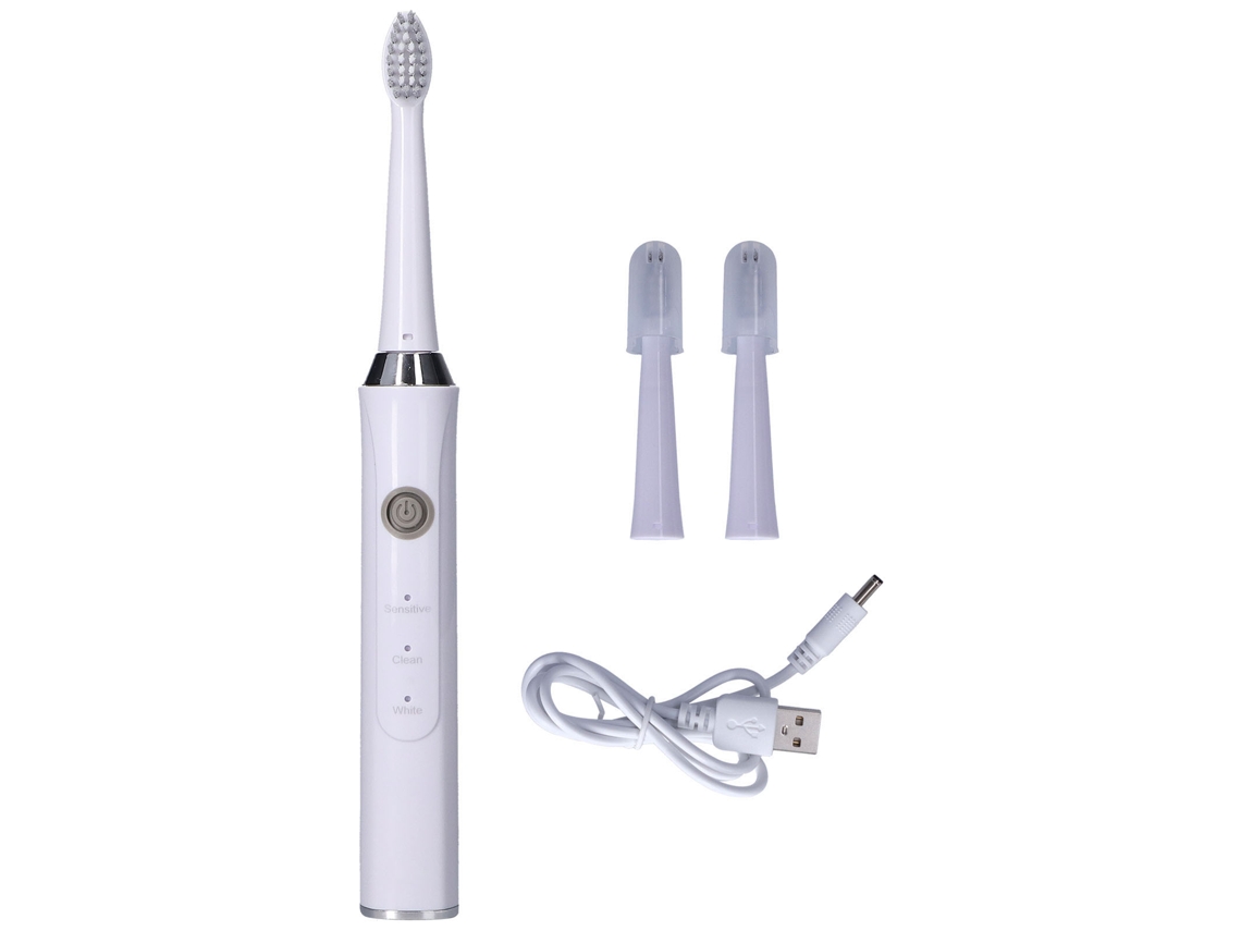 Escova de dentes elétrica ultrassônica USB recarregável IPX7 com 3 modos para viagem adulto S/MARCA