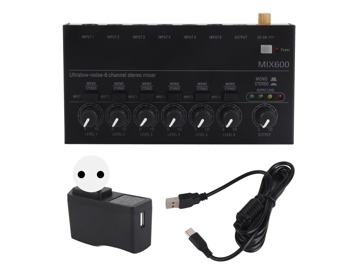 Mesa De Som Estéreo Ultracompacta De Metal Com Baixo Ruído, 6 Canais, Ideal Para Estúdio, Palco, Pequenos Clubes E Bares, 100 A 240v (plugue Ue)