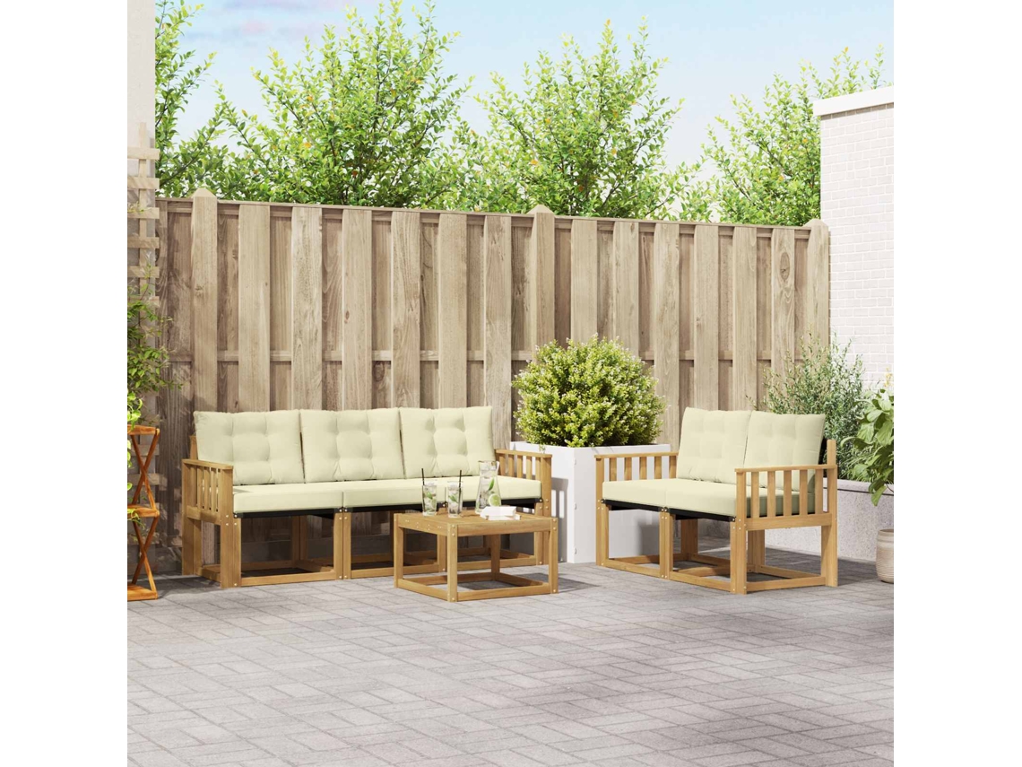 Vidaxl Conjunto De Sofás Para Exterior 6 Unid. Branco E Creme