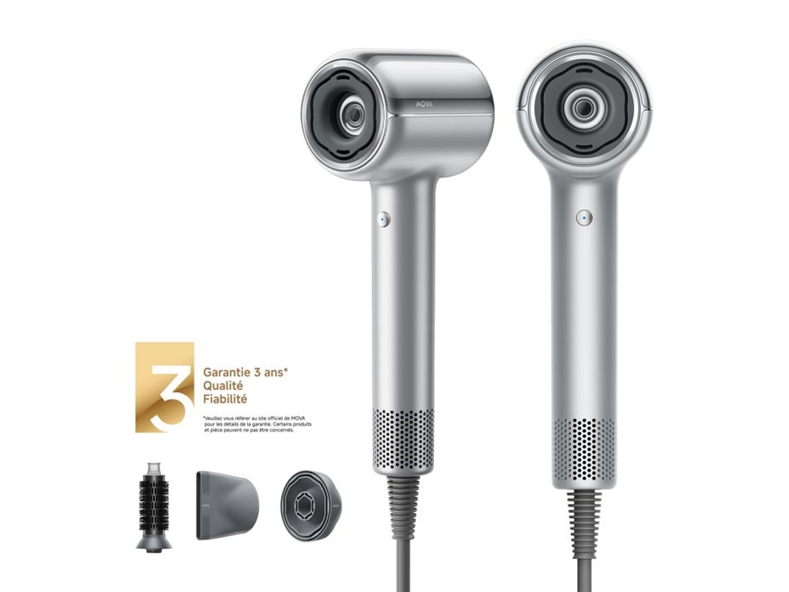 Shine 20 Secador de Cabelo Prata Tecnologia Aeroblossom™, Motor 110 000 Rpm, Cuidados Plasma e Controle Inteligente Ntc MOVA
